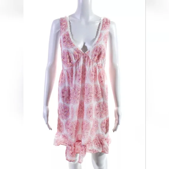 Calypso St Barth X Target White Pink Abstract Print Dress, L, EUC - Picture 1 of 6